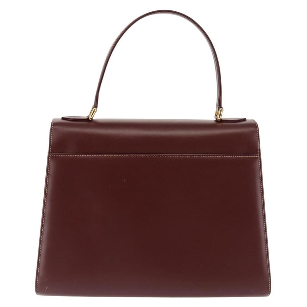 CARTIER Hand Bag Leather Bordeaux Gold Auth 146656 - Picture 2 of 16